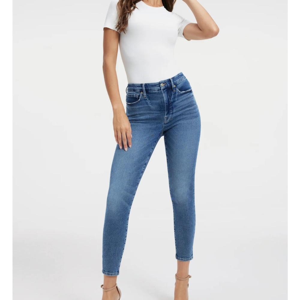 Good American Good Waist High Rise Skinny Crop Jeans